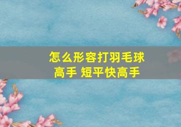 怎么形容打羽毛球高手 短平快高手